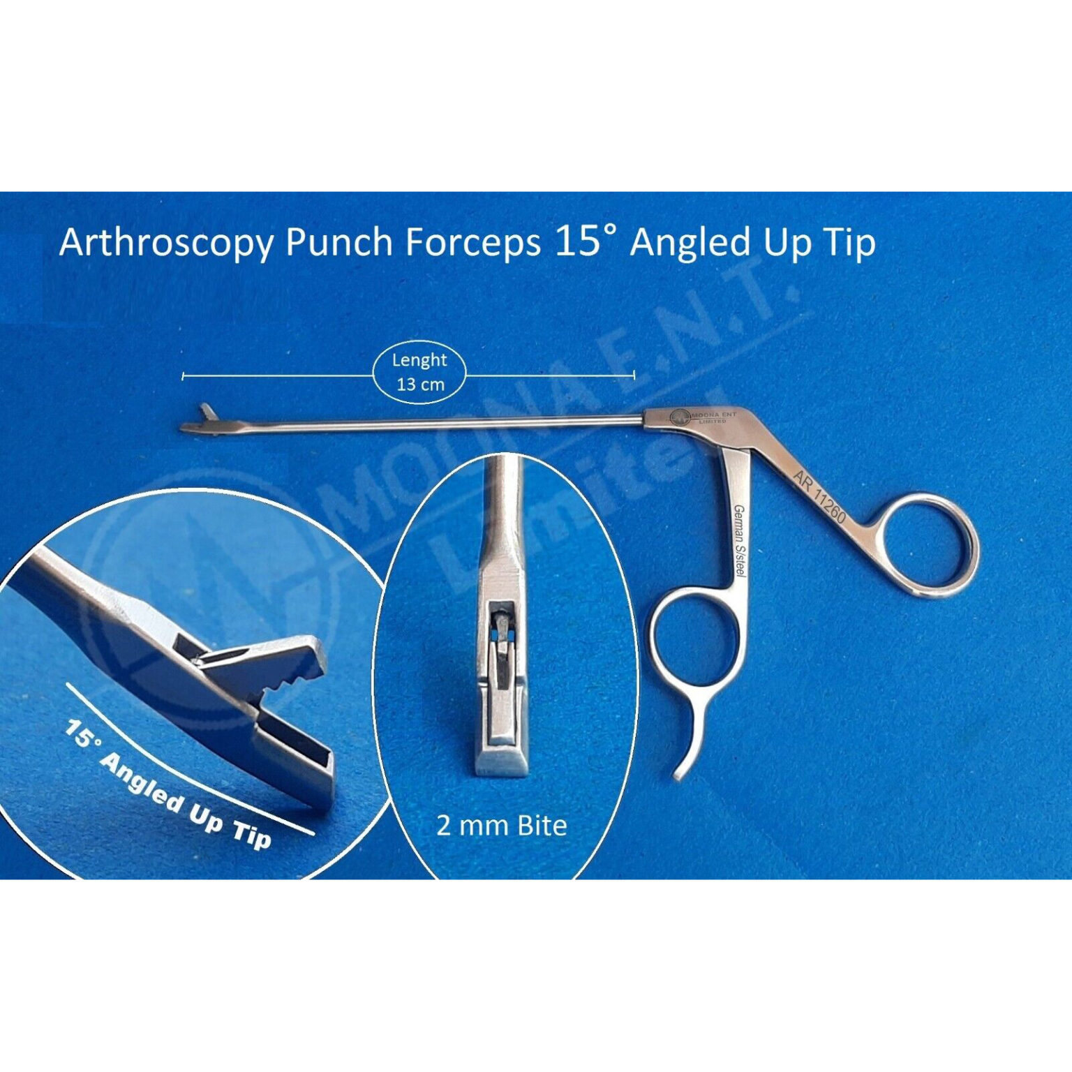 Arthroscopy Punch Forceps 15° Up Angled Tip Moona Ent International