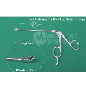 Fees Surgery Instrument Thru-Cut Nasal Forceps, 12.5cm Lenght & 45° Angle Up Tip