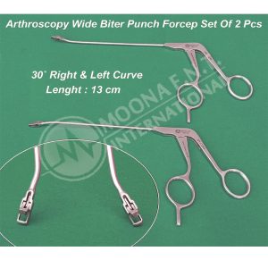 Arthroscopic 4mm Punch Forceps 2 Pieces Set, 30° Curve Shafts Left & Right