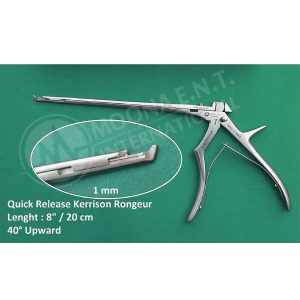 Quick Release Kerrison Rongeur, 40° Up Tip, 1mm, Length 8"