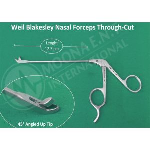Weil Blakesley Nasal ENT Forceps Through-Cut, 45° Angled Up Tip