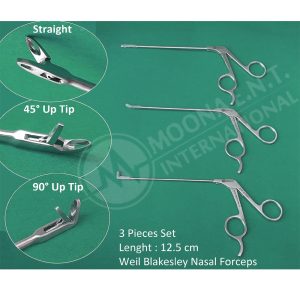 Weil Blakesley Nasal Forceps Set of 3 Pcs Straight, 45° & 90° Tips