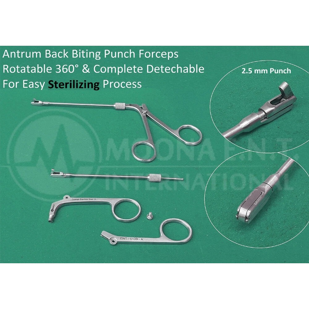 Antrum Back-Biter Punch ENT Forceps, 360° Rotatable & Detechable For Sterilized