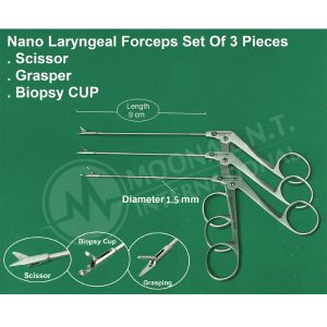 ENT Nano Laryngeal Forceps Set Of 3 Pieces