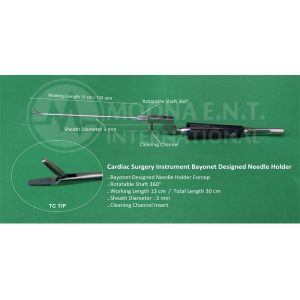 Minimally Invasive Cardiac Surgey Instrument Bayonet Needle Holder, 360° Rotatable Shaft