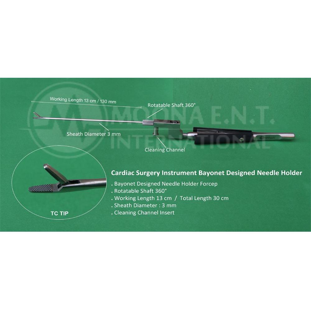 Minimally Invasive Cardiac Surgey Instrument Bayonet Needle Holder, 360° Rotatable Shaft
