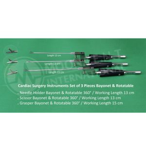 3 Pieces Bayonet Cardiac Surgey Instrument, With 360° Rotatable Feature
