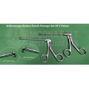 Arthroscopy 90° Rotary Punch Forceps Right & Left Tips, set of 2 pcs Orthopedic