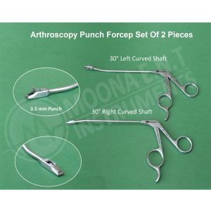 Arthroscopy Forceps set Of 2 Pieces Curve Shafts, Orthopedic Surgical Instrument