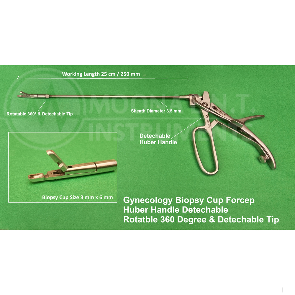 Gynecology Biopsy Forcep With Detachable Huber Handle Rotatable Biopsy Cup CE Certified Surgical ISO13485