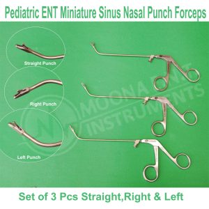Pediatric Miniature Nasal Forceps Set of 3 pcs, 65° Upward, Fees Surgery Instruments