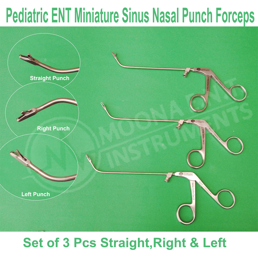 Pediatric Miniature Nasal Forceps Set of 3 pcs, 65° Upward, Fees Surgery Instruments