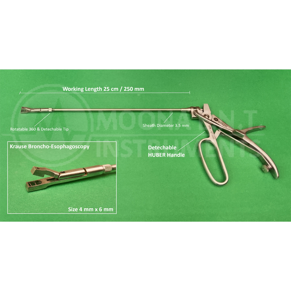 Krause Broncho-Esophagoscopy Instrument With Detachable Huber Handle ENT & Gynecology Use