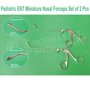 ENT Pediatric Nasal Forceps 2 pieces Right & Left, 65° Angle Up Shaft & 1 mm Bite