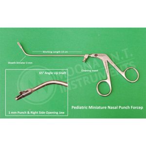 Pediatric ENT Miniature Nasal Forcep Right Side Cutting Tip & 65° Up Angle Shaft