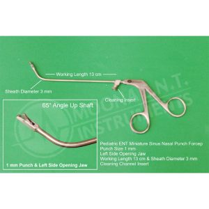 Pediatric ENT Miniature Nasal Forcep Left Side Cutting Tip & 65° Up Angle Shaft